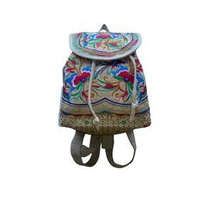 Embroidered Gary Canvas Adjustable Straps & Drawstring Closure Backpack